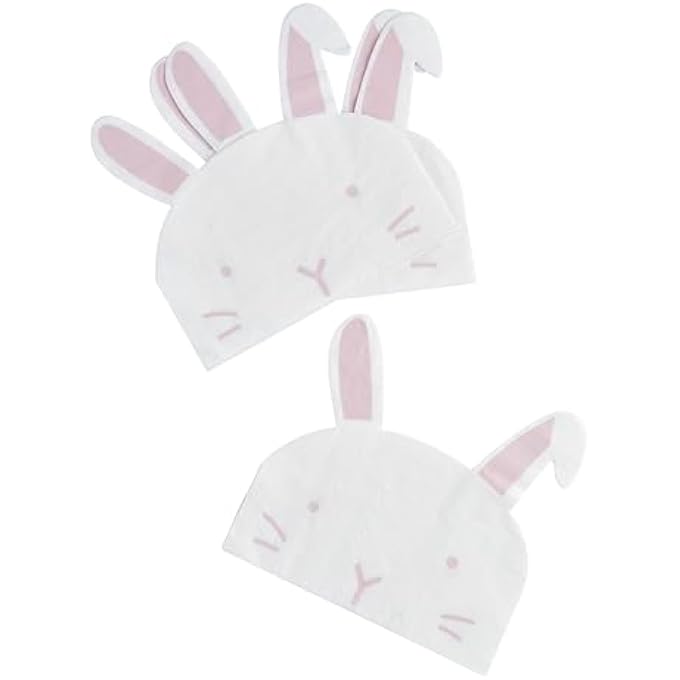 20 EASTER BUNNY PAPER NAPKINS, RABBIT BIRTHDAY PARTY NAPKINS, EASTER PARTYWARE, GIRLS 1ST BIRTHDAY PARTY NAPKINS, EASTER EGG HUNT PARTY - Image 1